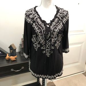 Black & White Tie Blouse